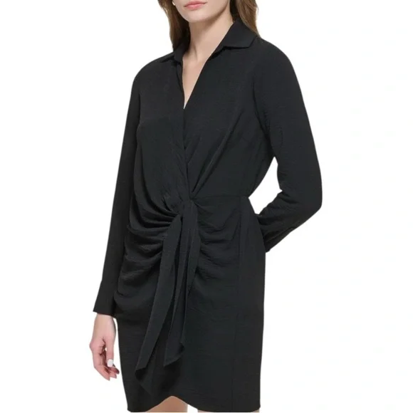Calvin Klein Tie Front Long Sleeve Dress - Picture 3 of 4